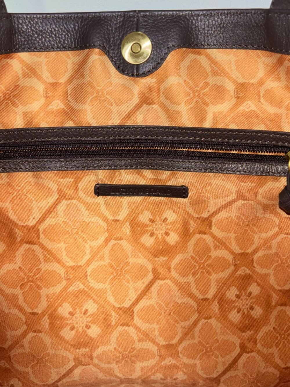 Lucky Brand Leather & Calf Hair Dark Brown Cappuccino Bag Tote With Charms - Picture 7 of 8